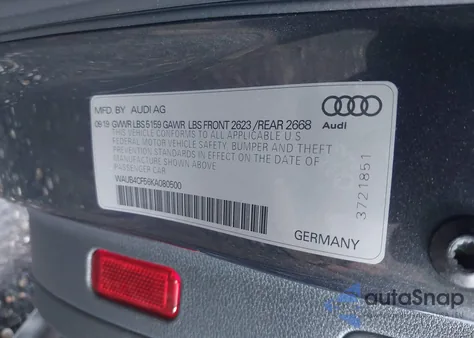 2019 Audi S5 3.0T Premium z USA, uszkodzony, nr VIN WAUB4CF56KA080500